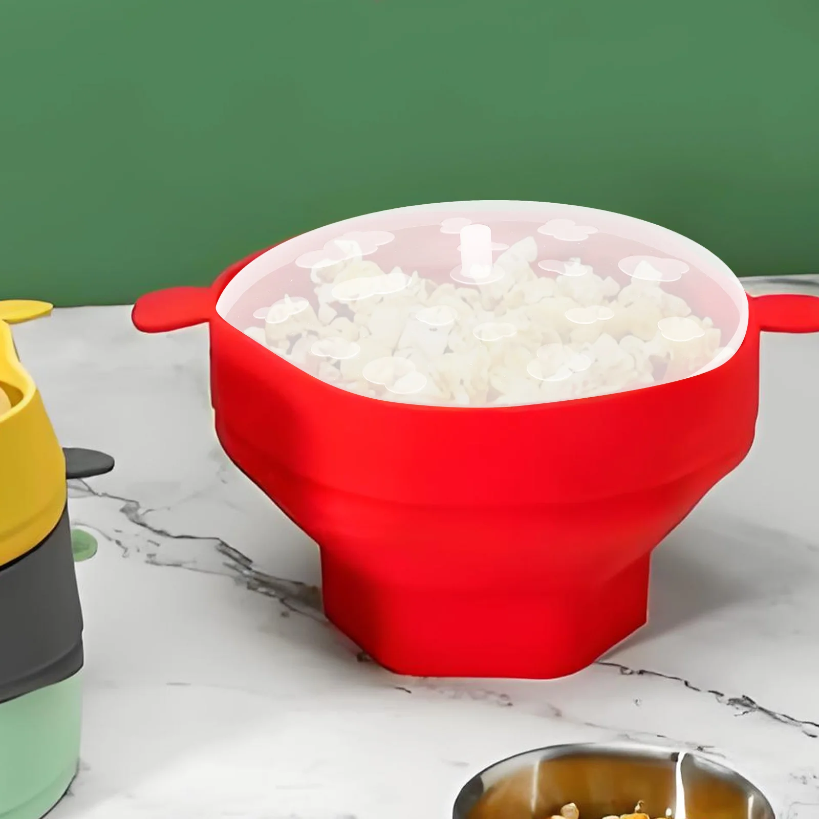 

4Pcs Microwave Popcorn Bowl Lid Silicone Cover Heat Retention Foldable Design Movie Nights Camping Trips Silicone Cover