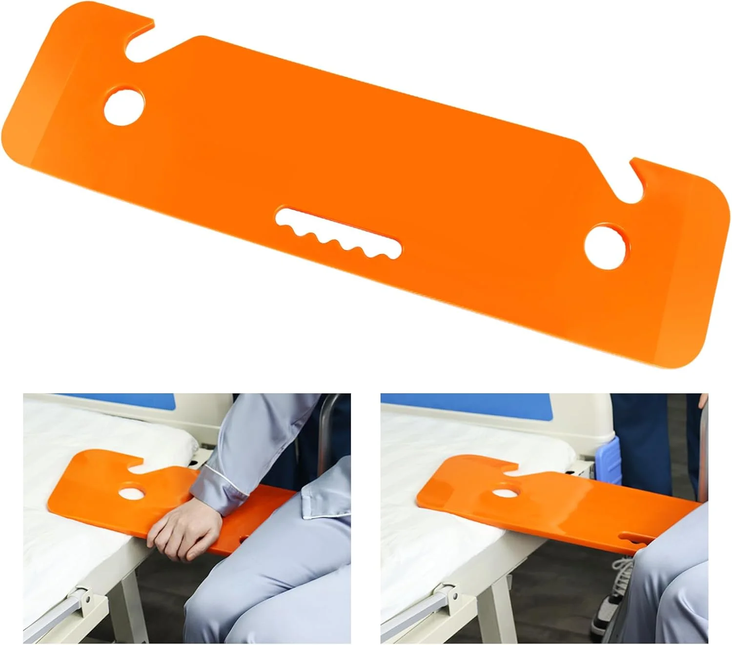 Slide Transfer Board with Two Hand Cutouts, Seniors Transfer from Wheelchair to Bed, Toilet, Tub, Car, Slide Assist Device for T