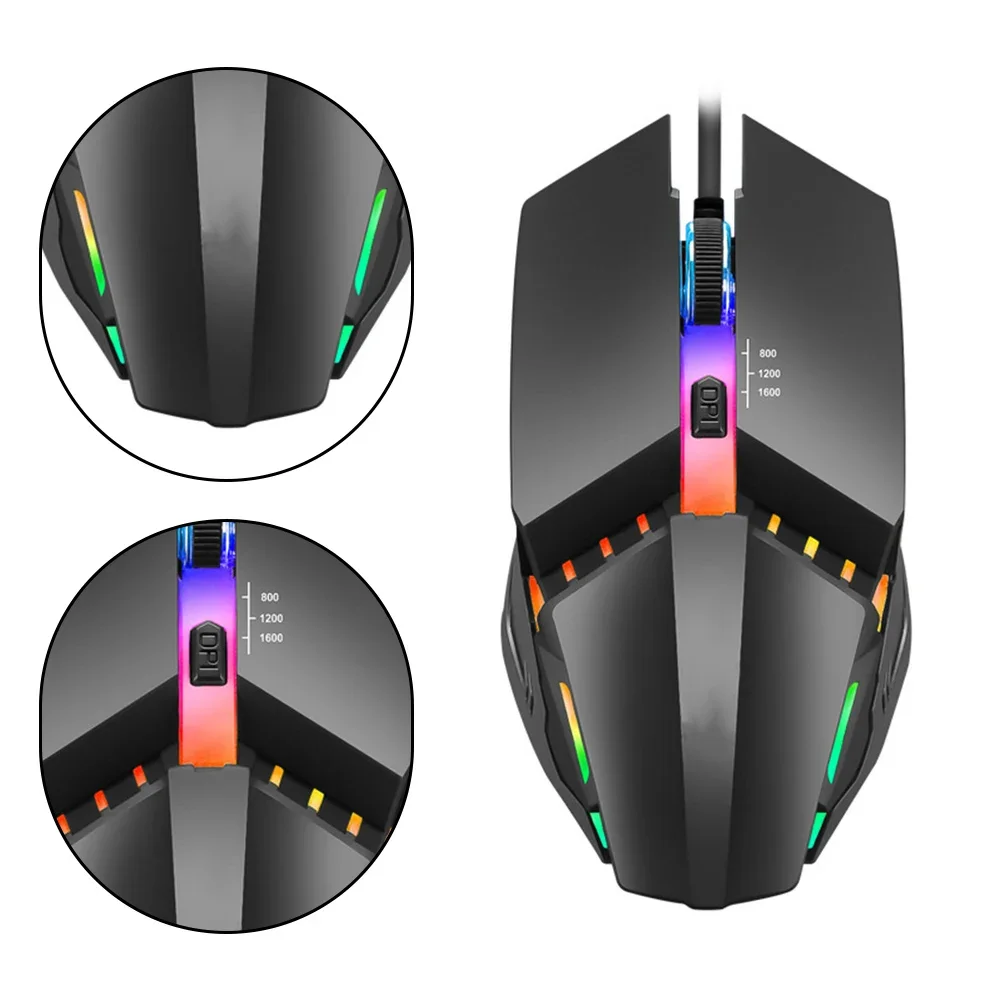 Wired LED Color Light Optical Wired Mouse RGB Mice LED Backlit Ergonomic Gaming Mouse For E-sports Gaming And Office Laptop PC