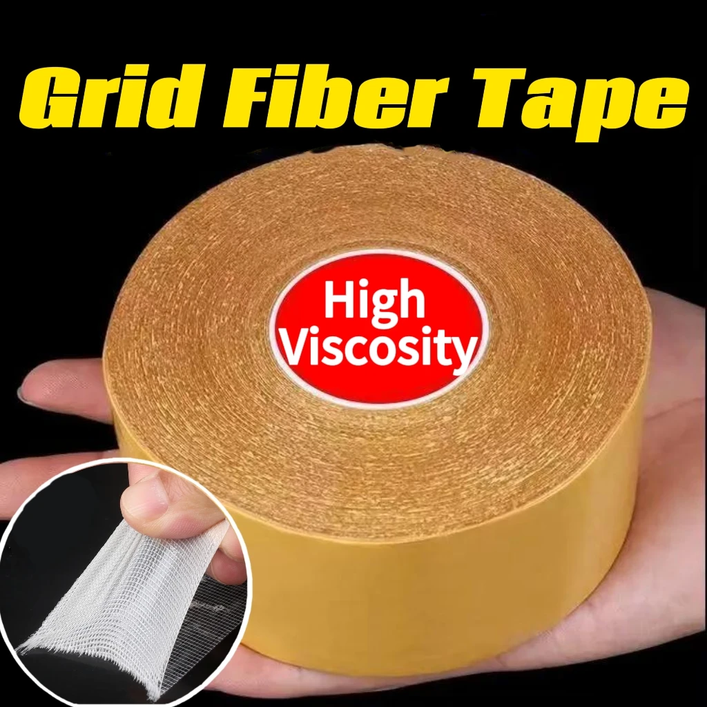 

10/20m High Viscosity Double Sided Tape Translucent Grid Fiber Adhesive Tape Waterproof Traceless Mesh Sticker Household Supply