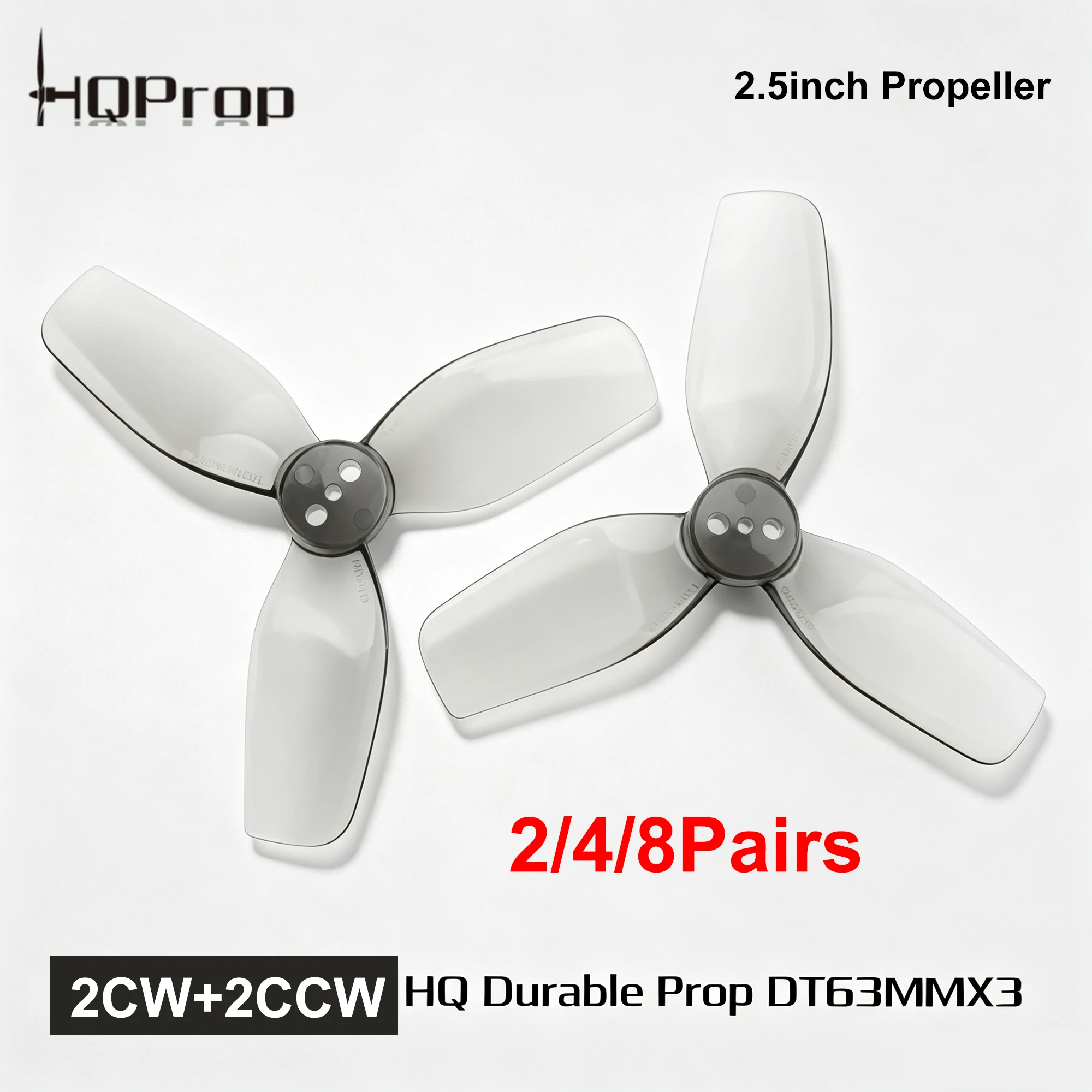 2/4/8Pairs HQProp DT63MMX3 V2 Grey (2CW+2CCW) 2.5