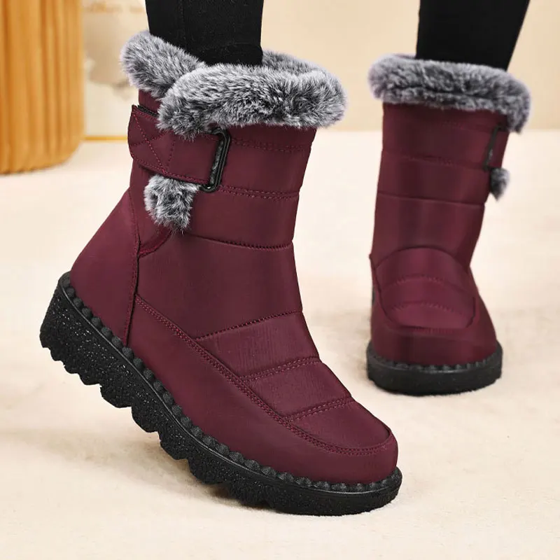 Winter Women Non Slip Waterproof Snow Boots Platform Warm Ankle Boots Cotton Padded Shoes Botas De Mujer Plush Booties Plus Size