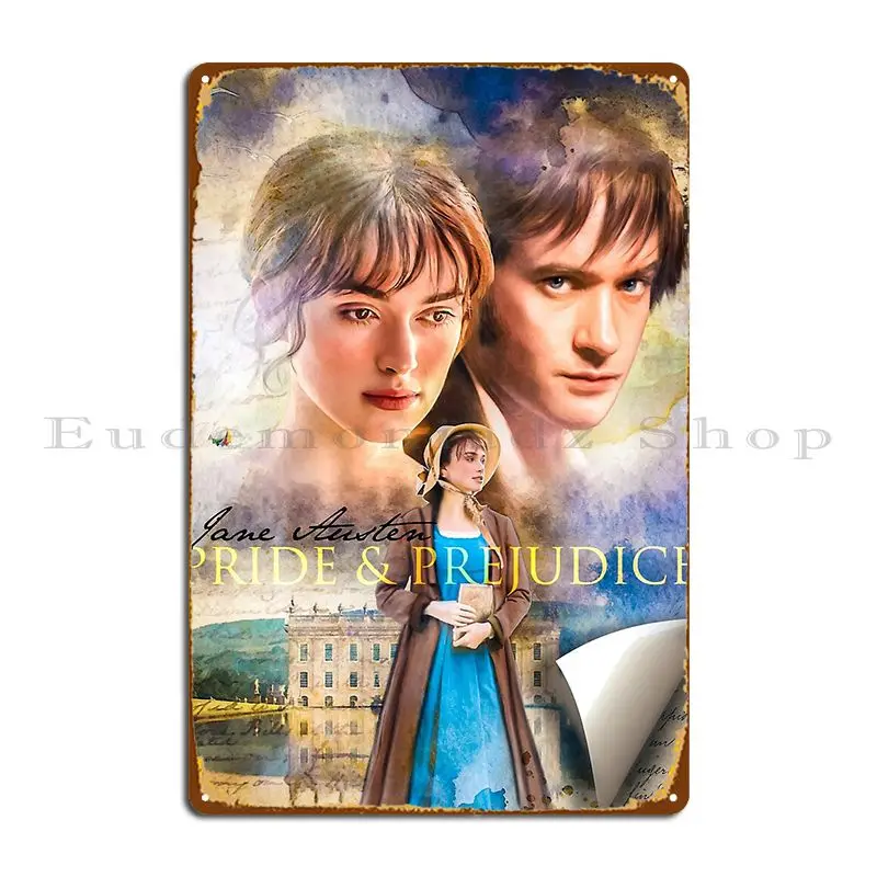 Pride And Prejudice Jane Austen Metal Sign Designs Poster Wall Decor Funny PaintingTin Sign Poster