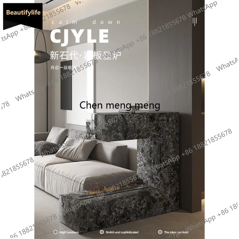 D80 Light luxury rock slab entrance fireplace cabinet entry door partition cabinet living room home embedded bar