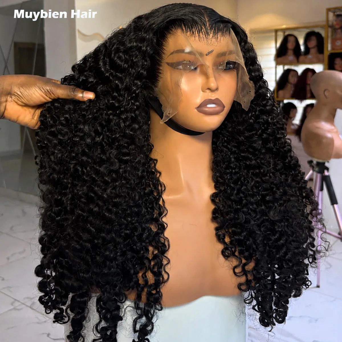 

Human Hair Burmese Curls 13x6 13x4 HD Lace Front Wig Ready to Wear Drawstring Glueless Wigs Pre Plucked 4x4 5x5 Pixie Curly Wigs