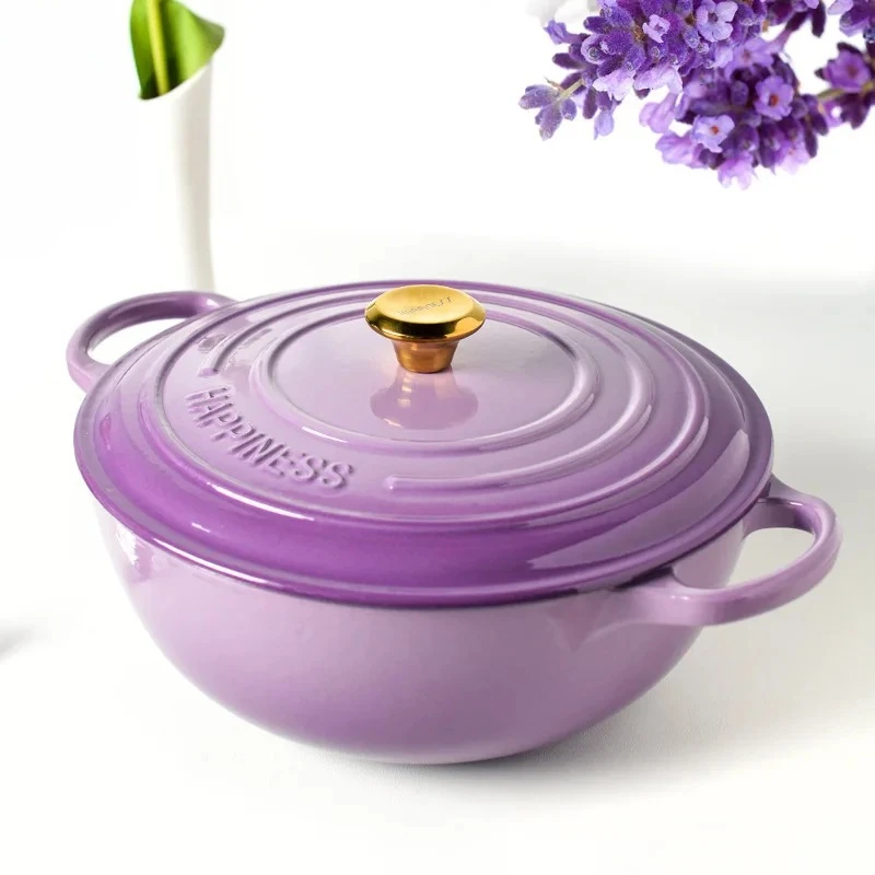 Panela de ferro fundido esmaltado, utensílios de cozinha, panelas e frigideiras de ferro fundido sem revestimento, acessórios de cozinha, panelas antiaderentes para cozinhar hot pot.