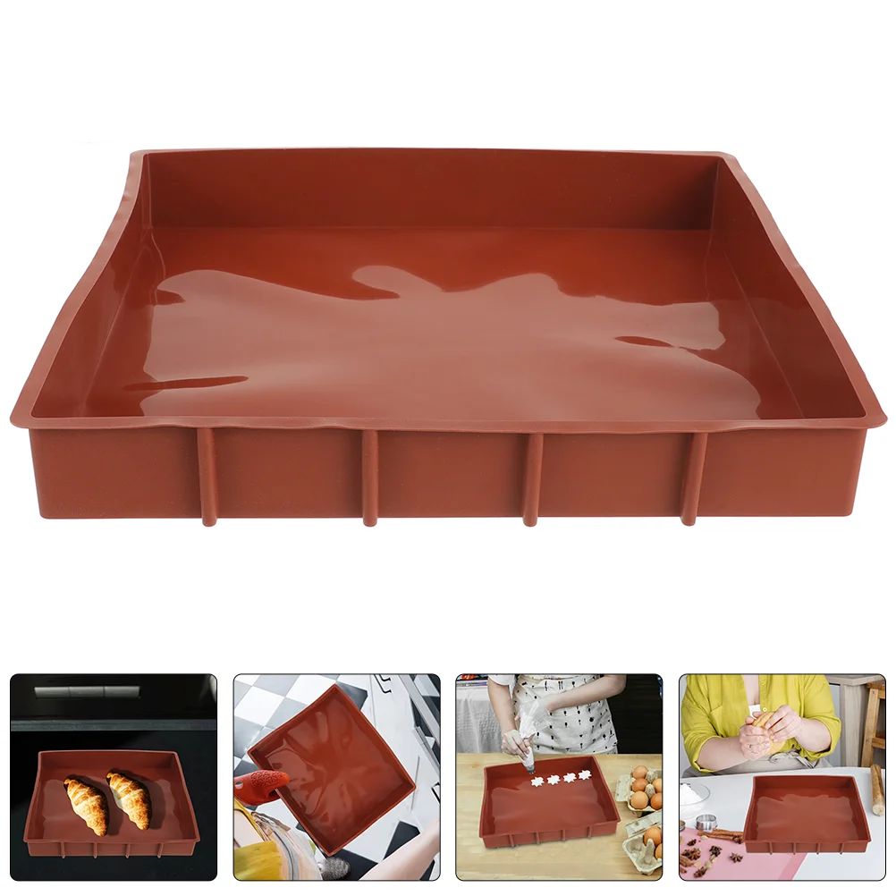 

Coffee Baking Pan 26x30x2 6cm Silicone Loaf Mold for Cake Bread Toast Home Cooking Tool Rectangular Quick Heat Conduction Easy