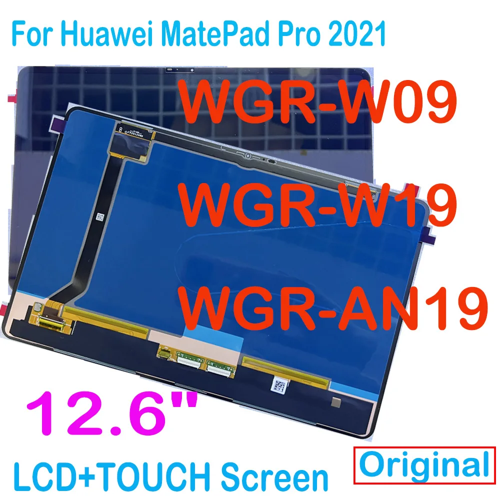 Asli 12.6 "LCD untuk Huawei MatePad Pro 12.6 2021 WGR-W09 WGR-W19 WGR-AN19 LCD Display Rakitan Digitizer Layar Sentuh Bagian