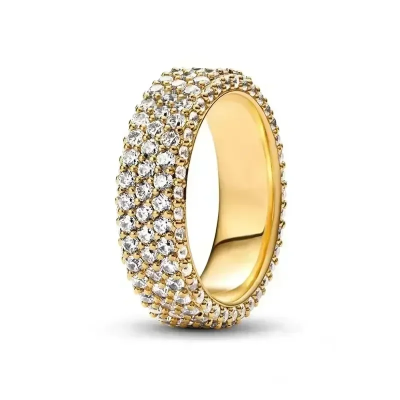 NONE Heißer Verkauf 925er Sterlingsilber-Ring der exquisiten Goldserie, funkelnder herzförmiger Kronenring, modisches Charm-Schmuckgeschenk 3