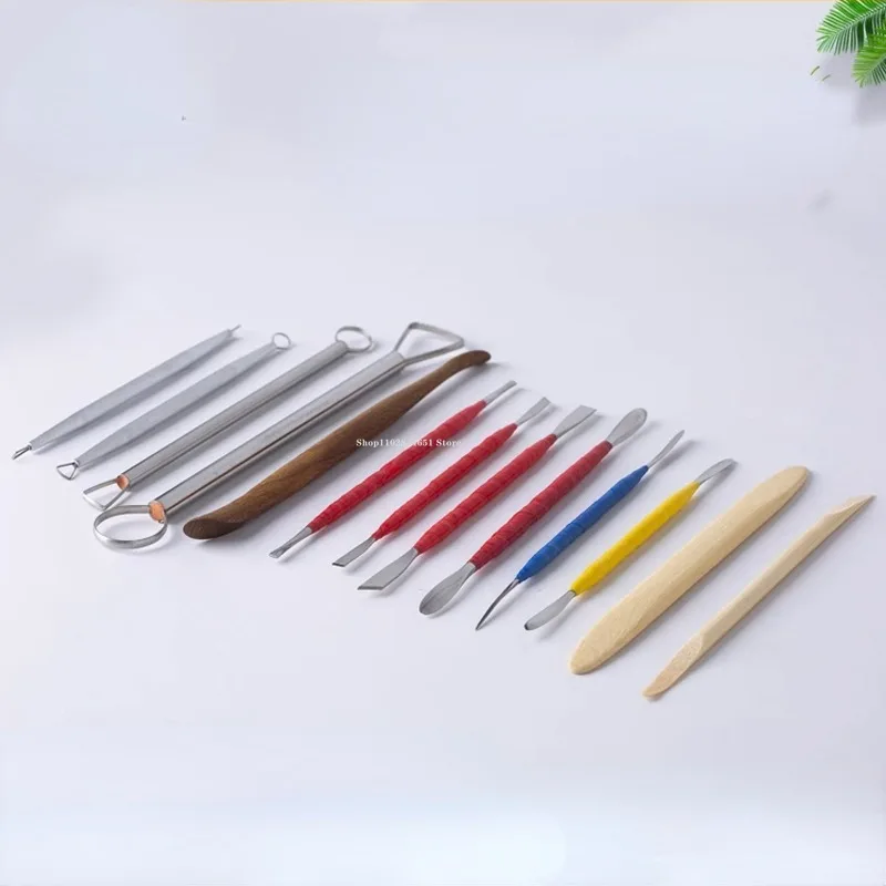 13 Pieces/set of Ceramic Stainless Steel Double Head Spatula Sculpture Tools Diy Polymer Clay Fine Carving Model Crafts Making