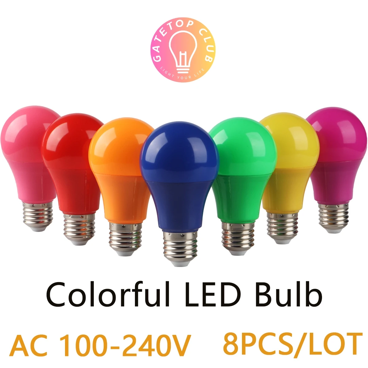 8PCS/LOT LED full color stage light Christmas dye bulb AC110V 220V E27 B22 8W no flicker 7 kinds of color bulb