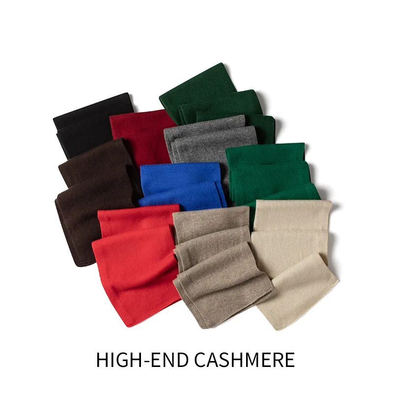 High Quality Cashmere Scarf Autumn And Winter New Women's High-End Solid Color Neckline Warm Knit Thick Simple Scarf