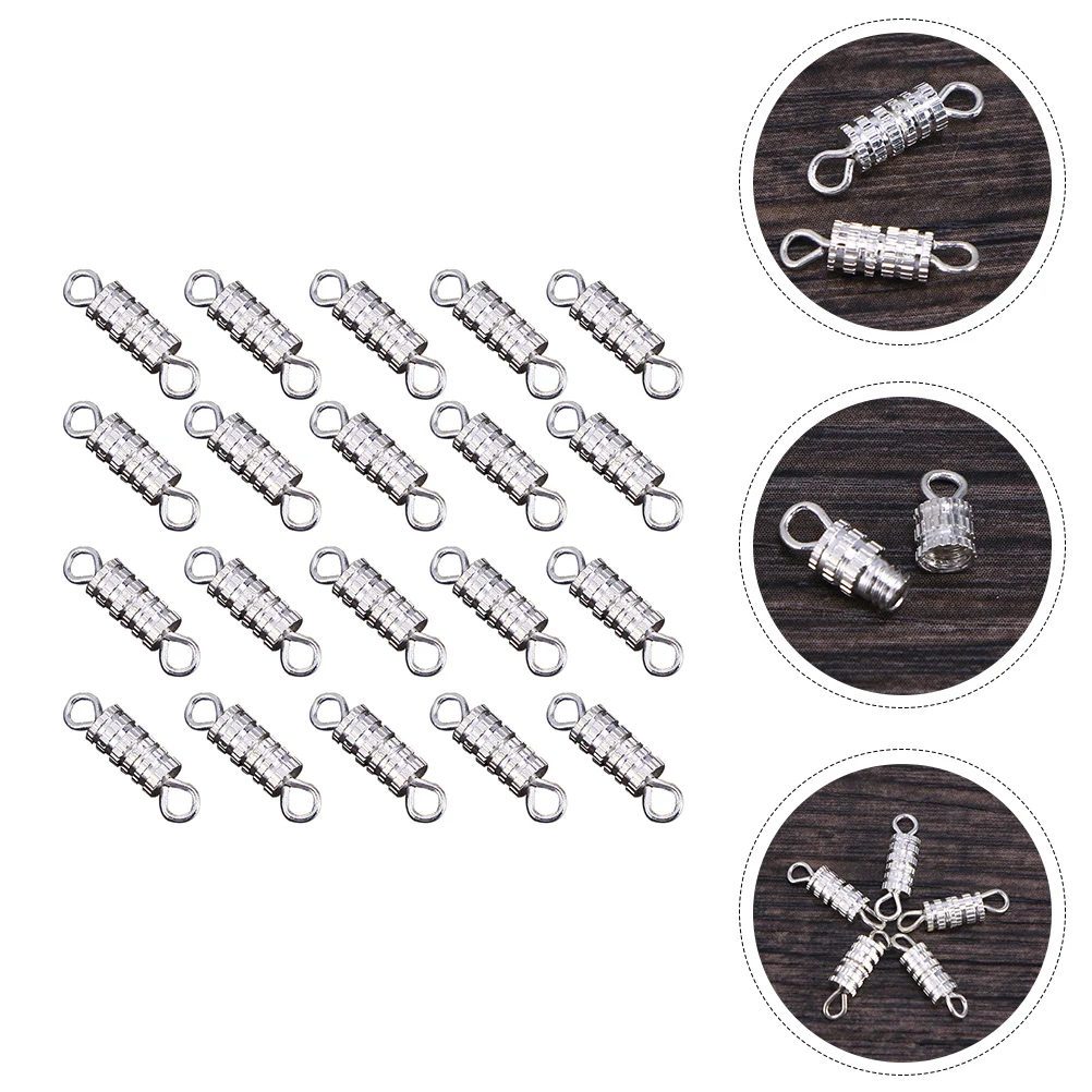 

60pcs Copper Screw Clasp Jewelry Making Accessories Durable Barrel Clasps for Necklace Bracelet Silver Tone Turnbuckle Safety