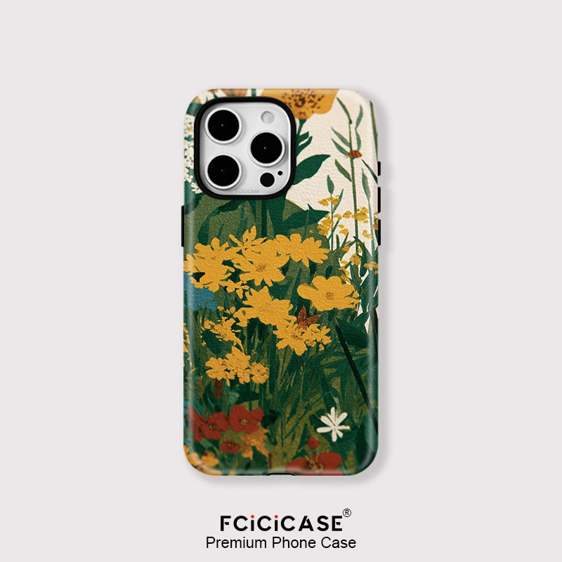 

Магнит Fcicicase с цветочным принтом для телефона MagSafe, чехол для iPhone 16 15 Pro Max 14 Plus 13 12 Pro 11, акриловый двухслойный матовый чехол для ПК