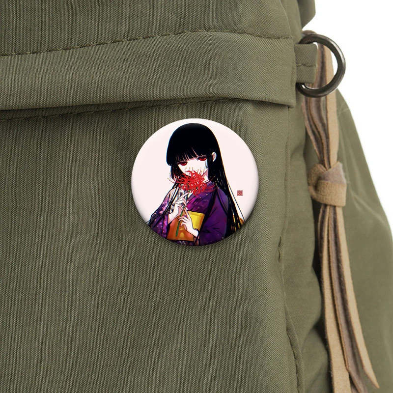 أنيمي Jigoku Shoujo الجحيم فتاة زر دبابيس Enma Ai الكرتون شارة مستديرة الإبداعية دبابيس لحقيبة الظهر مجوهرات اكسسوارات هدايا