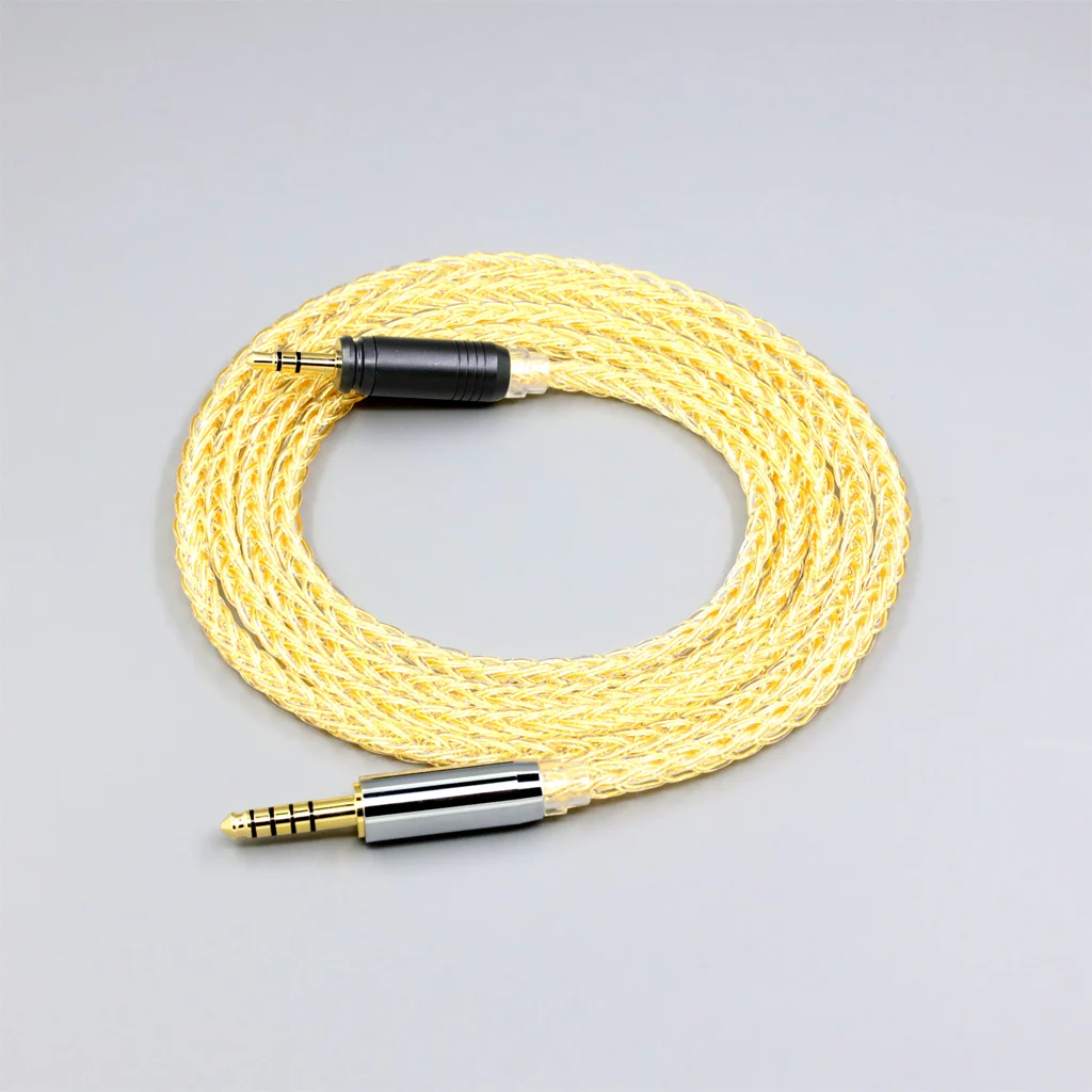 8 Core 99% 7n كابل سماعة أذن مطلي بالذهب عيار 24 قيراط من الفضة النقية لسماعات الرأس البؤرية المفتوحة الخلفية LN008988