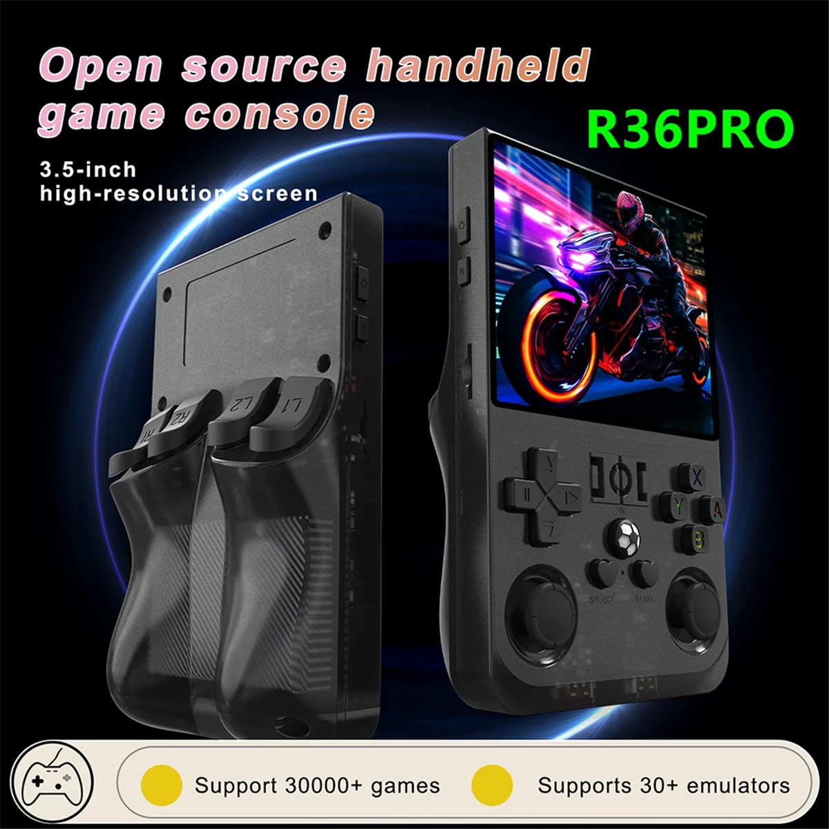 

Портативная игровая консоль R36PRO Портативная игровая консоль в стиле ретро 64 ГБ 3,5-дюймовый HD-экран-AA78
