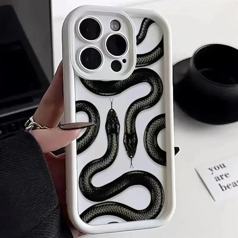 Snake Butterfly Graphic Silicone Phone Case For iPhone 15 14 13 12 11 Pro Max XS X XR 7 8 Plus Soft Shockproof Bumper Back Cover