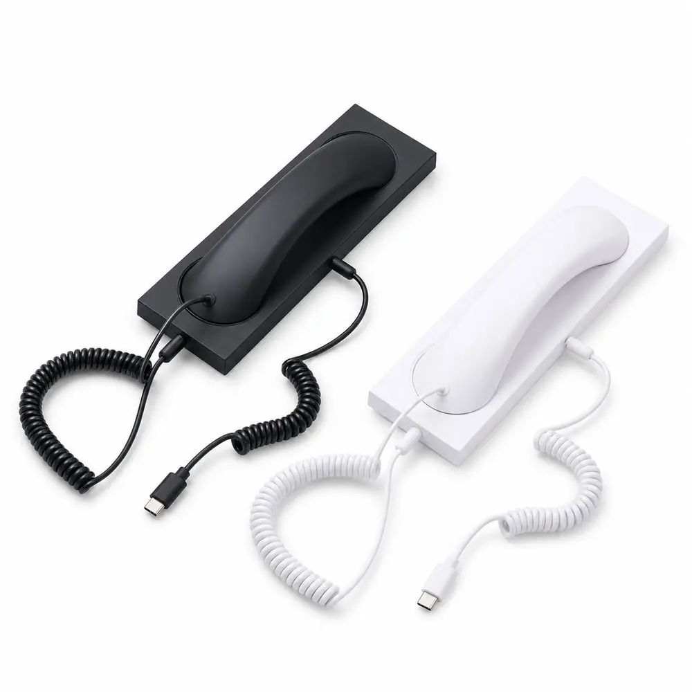 New with Microphone Phone Handset Telephone Style Type-C Telephone Handset Tangle Free Wire Landline Handle Receiver