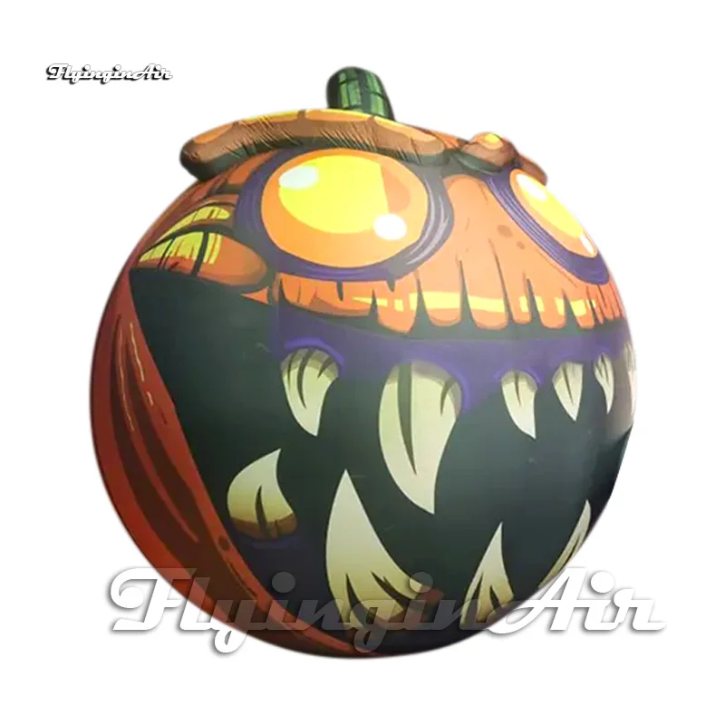 Scary Giant Halloween Inflatable Pumpkin Head Balloon Evil Smiling Jack-o-lantern With LED Light For Party Decoration