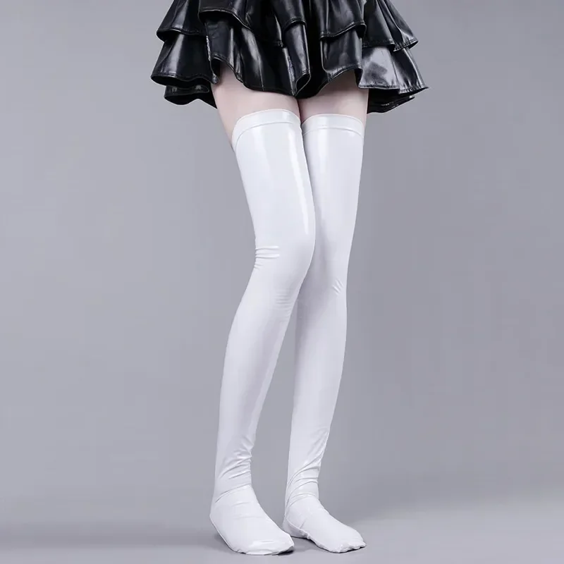 النساء الجلود لامعة فوق الركبة جوارب أنيمي لطيف القط باو عالية الفخذين عقد الجوارب تأثيري ملحق هالوين لعب الأدوار فتاة #5