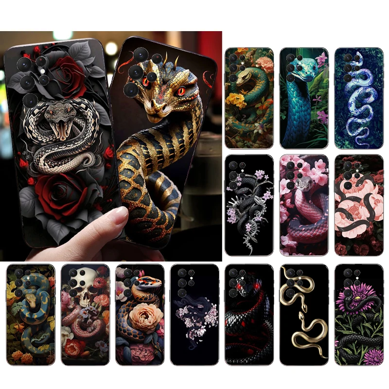 Snake Flower Art Phone Case For Samsung A52S A21S A33 A23 A13 A14 A32 A52 A53 A54 A51 A71 A15