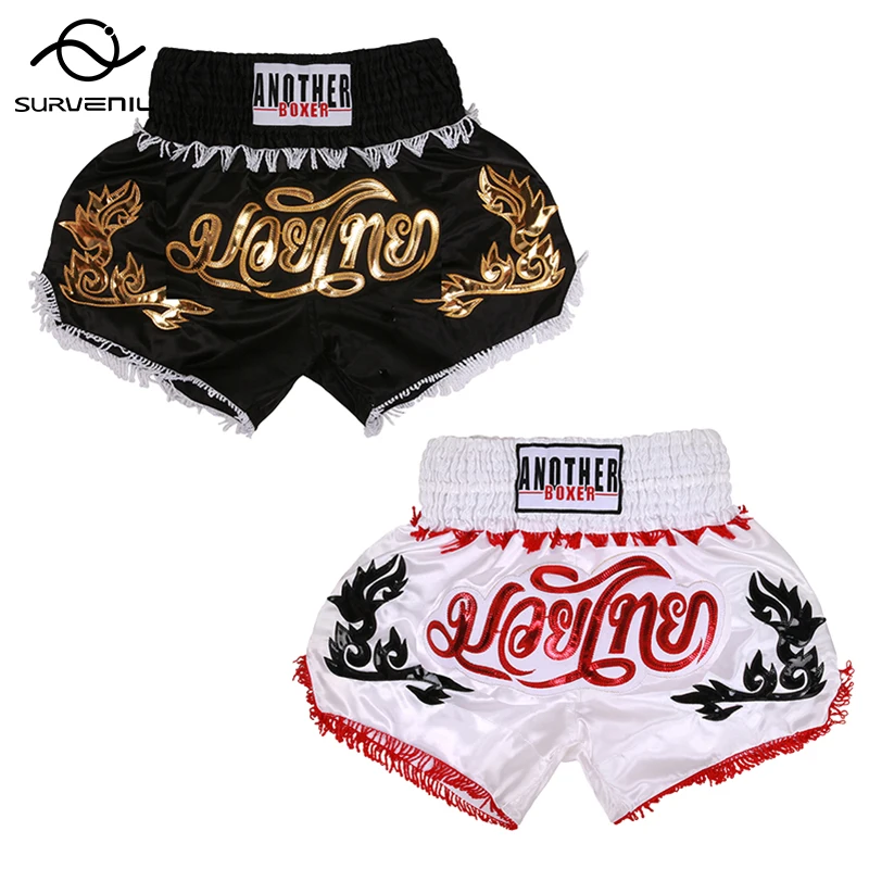 Muay Thai Shorts Men Women Thai Boxing Shorts Child Embroidery Patch Gym Fitness Martial Arts Fight Kickboxing Training Pants