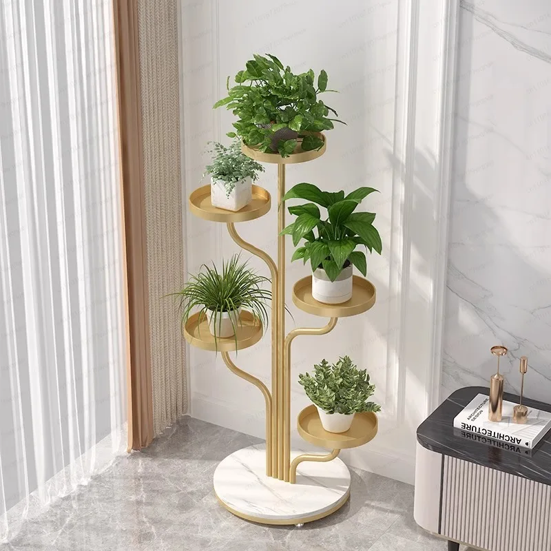Space Saving Metal Flower Stand, Tall Indoor Plant Shelf for Succulents, Living Room TV Side Storage Rack