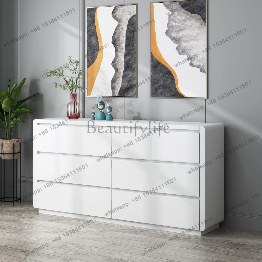 Solid Wood Five-Drawer Cabinet Storage Lacquer Simple Six-Nine Drawer Cabinet Bedroom Drawer Storage Furniture