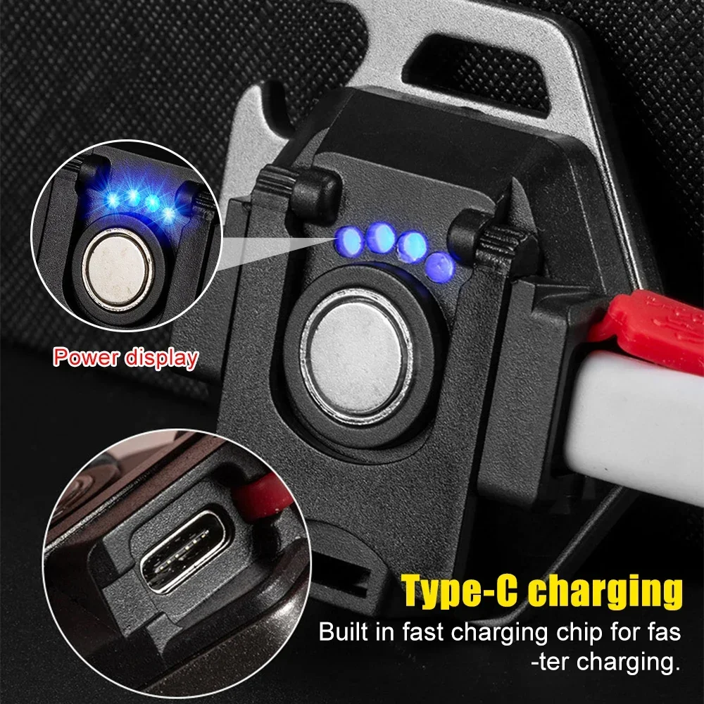 1-10PCS Multifunctional Mini Flashlight KeyChain Strong Magnet Work Light USB Rechargeable Outdoor Waterproof Camping Emergency