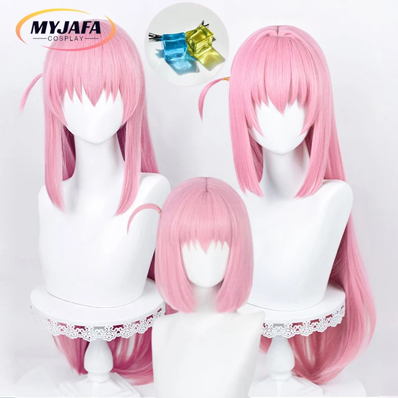 High Quality Anime Bocchi The Rock! Cosplay Gotou Hitori Cosplay Wig 80cm Long Pink Straight Heat Resistant Hair Wigs + Wig Cap