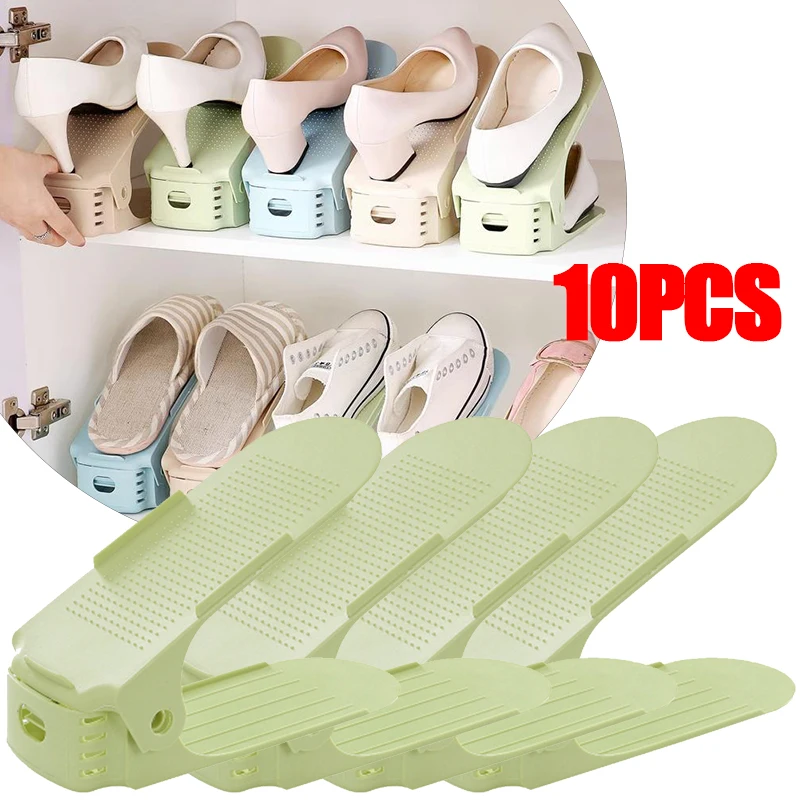 

10PCS Durable Adjustable Shoe Organizer Wardrobe Shoes Storasge Footwear Support Slot Space Saving Shoes Storage Rack Shoebox