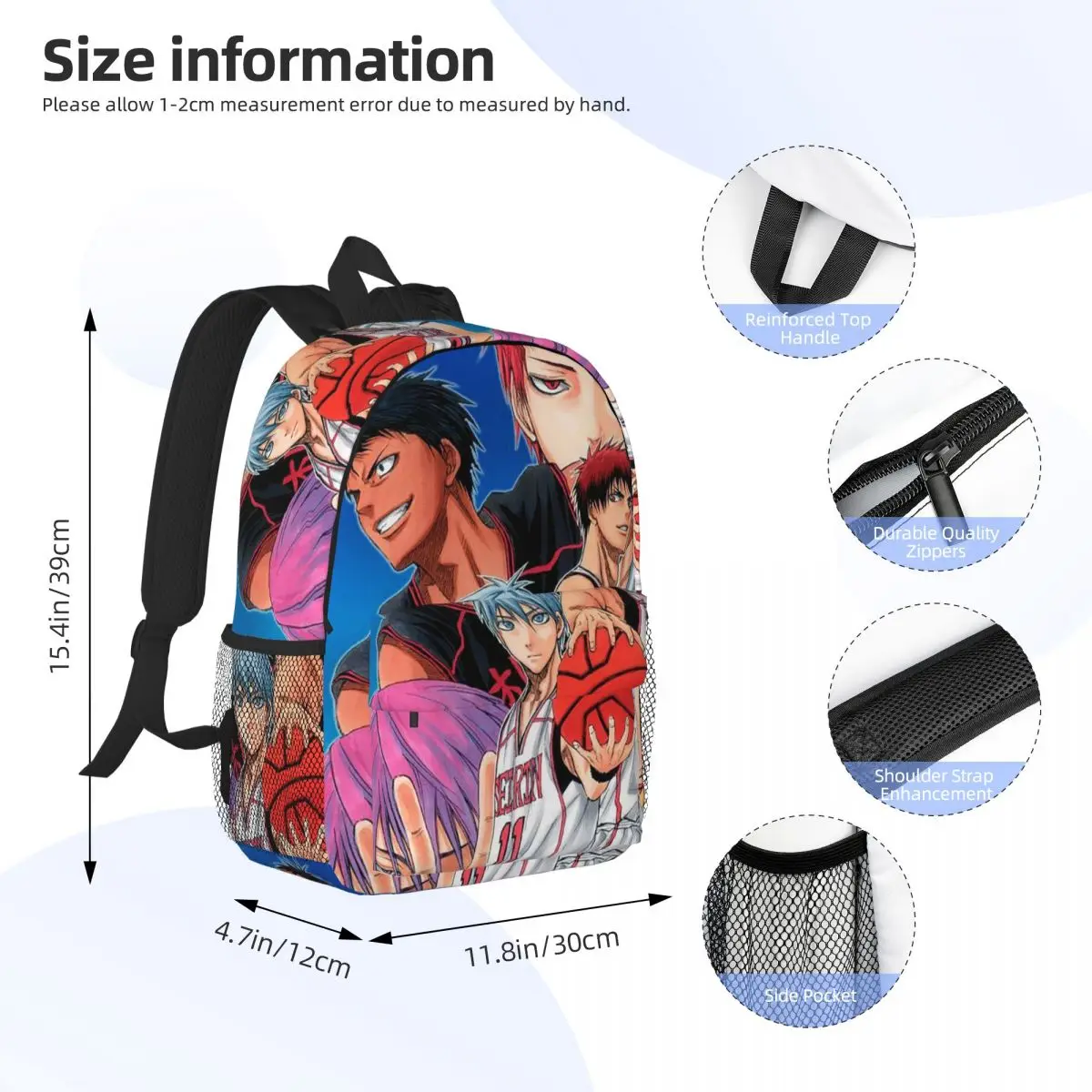 Basketball Kuroko No Basket Anime Backpack Daypack Large Capacity Boys Girls BookBag Shoulder Bags for Men Women School Bag