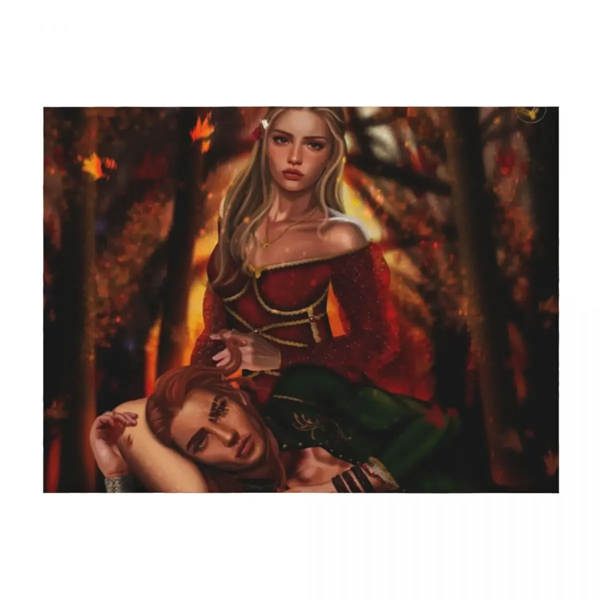 

Elain Archeron and Lucien Vanserra from Acotar Throw Blanket Flannel Fabric Flannels sofa bed cosplay anime Blankets