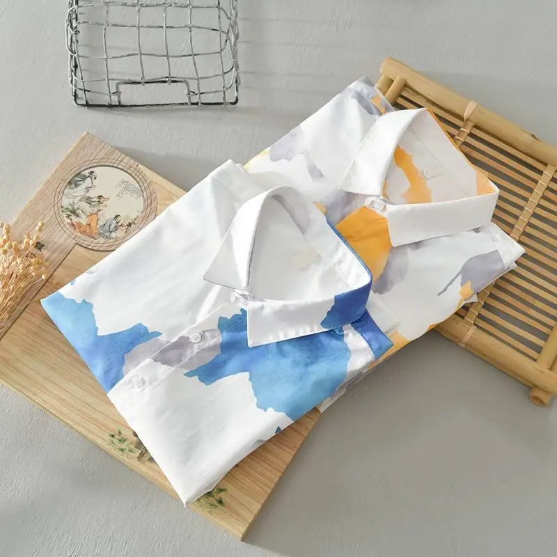 Весенние, осенние и летние мужские повседневные универсальные нишевые рубашки с принтом в корейском стиле, модные красивые рубашки в стиле ретро