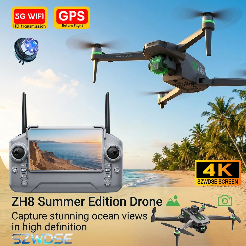 2026 New ZH8 RC Drone 4K Camera with Screen Brushless Motor 20Mins Flight Airdrop Foldable Quadcopter for Aerial Photography