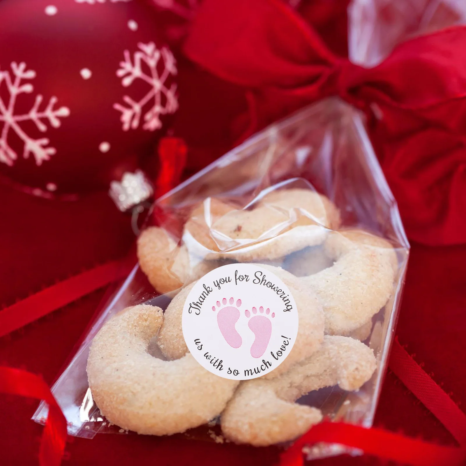 

1000Pcs Footprint Stickers Self Adhesive Shower Party Gift Labels Thank You Decal Gift Label Thank You Label