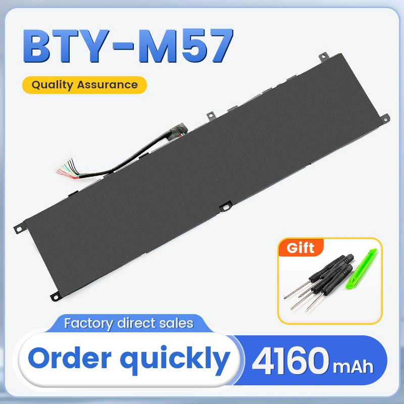 SOMI BTY-M57 Laptop Battery 15.2V for MSI GP66 GP76 MS-17K3 Leopard 10UG Series 10UG 10UE 11UG 11UH 10UH 11UE Series 4160mAh
