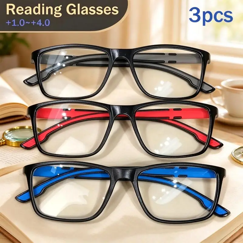 High Definition Reading Glasses for The Middle-aged and Elderly Anti-blue Light Square Eyeglasses Anti-fatigue New Eyeglasses