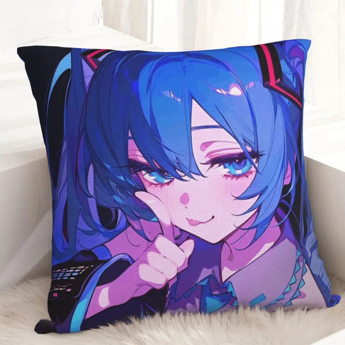 

Hatsune Miku Vocaloid Girl Pillow Case Anime Cushion Cover Awesome Decor Pillowcase for Bed 45*45cm