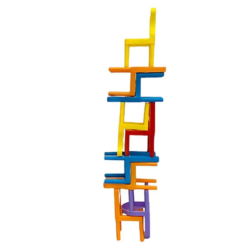 

Chair Stacking Tower Balancing Game Colorful 24PCS Children's Educational Stacking Chair Parent-Child Interactive Gathering