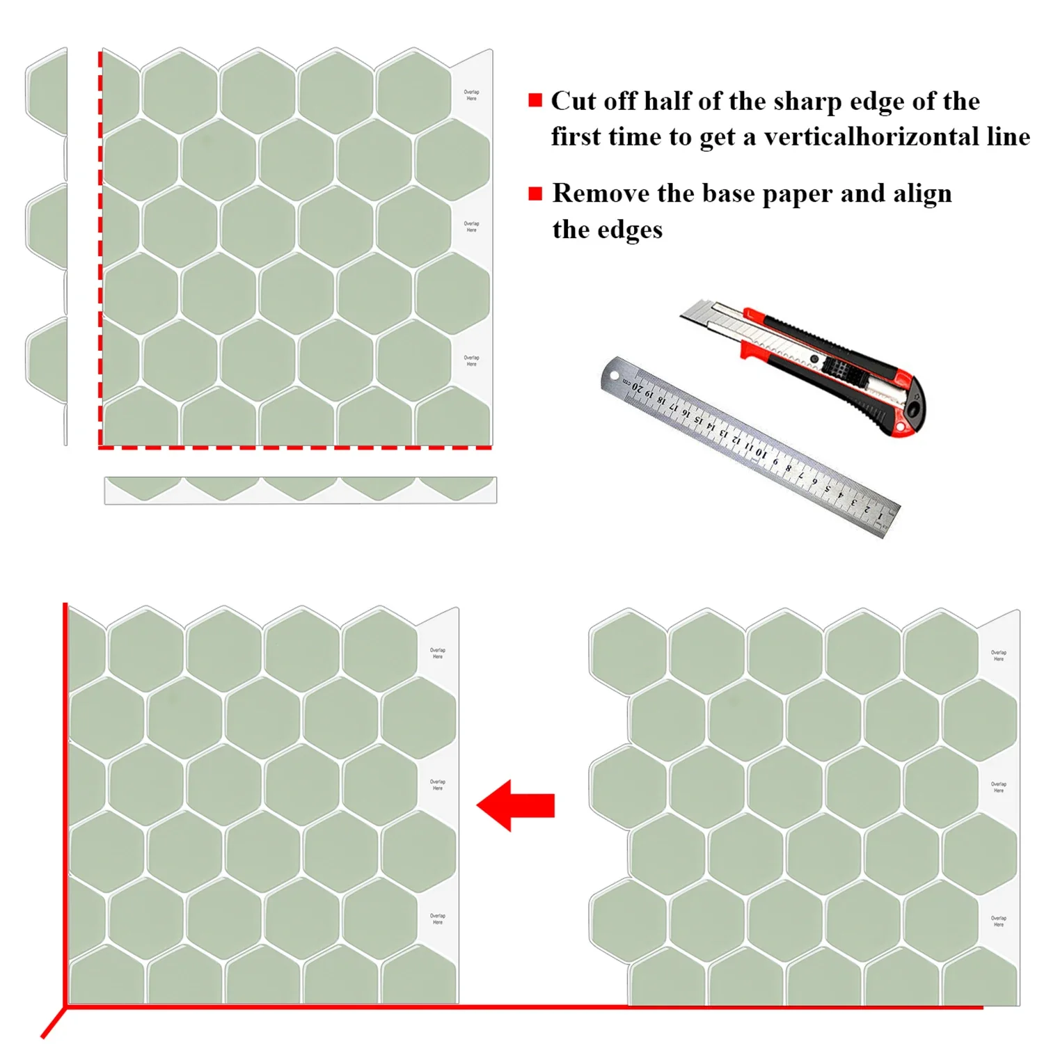 10 sheets Hexagon Strong Adhesive Wall Tile Stickers Self-adhesive Waterproof Vinyl Wallpaper For Kitchen Bathroom Backsplash