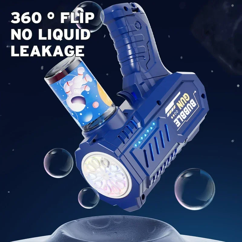 Fully Automatic Bubble Gun Rocket Bubbles Machine Automatic Blower with Bubble Liquid Toy for Kids Beach Outdoor Bubble