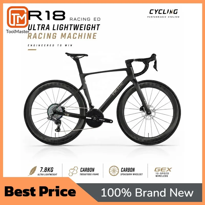 

【New Arrival 】R18 Racing Edition Shimanuo WheelTop GEX Carbon Fiber City & Road Bike Wheel 13-Speed Hydraulic Disc Brake 700c