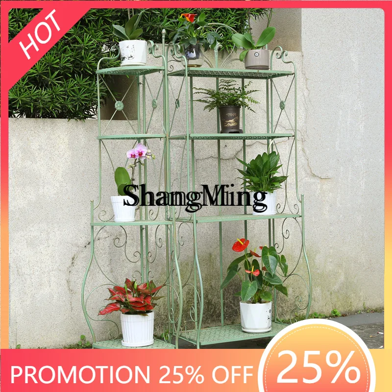 

FG flower stand wrought iron garden courtyard balcony balcony corner decorative flower pot shelf multi-layer floor rack
