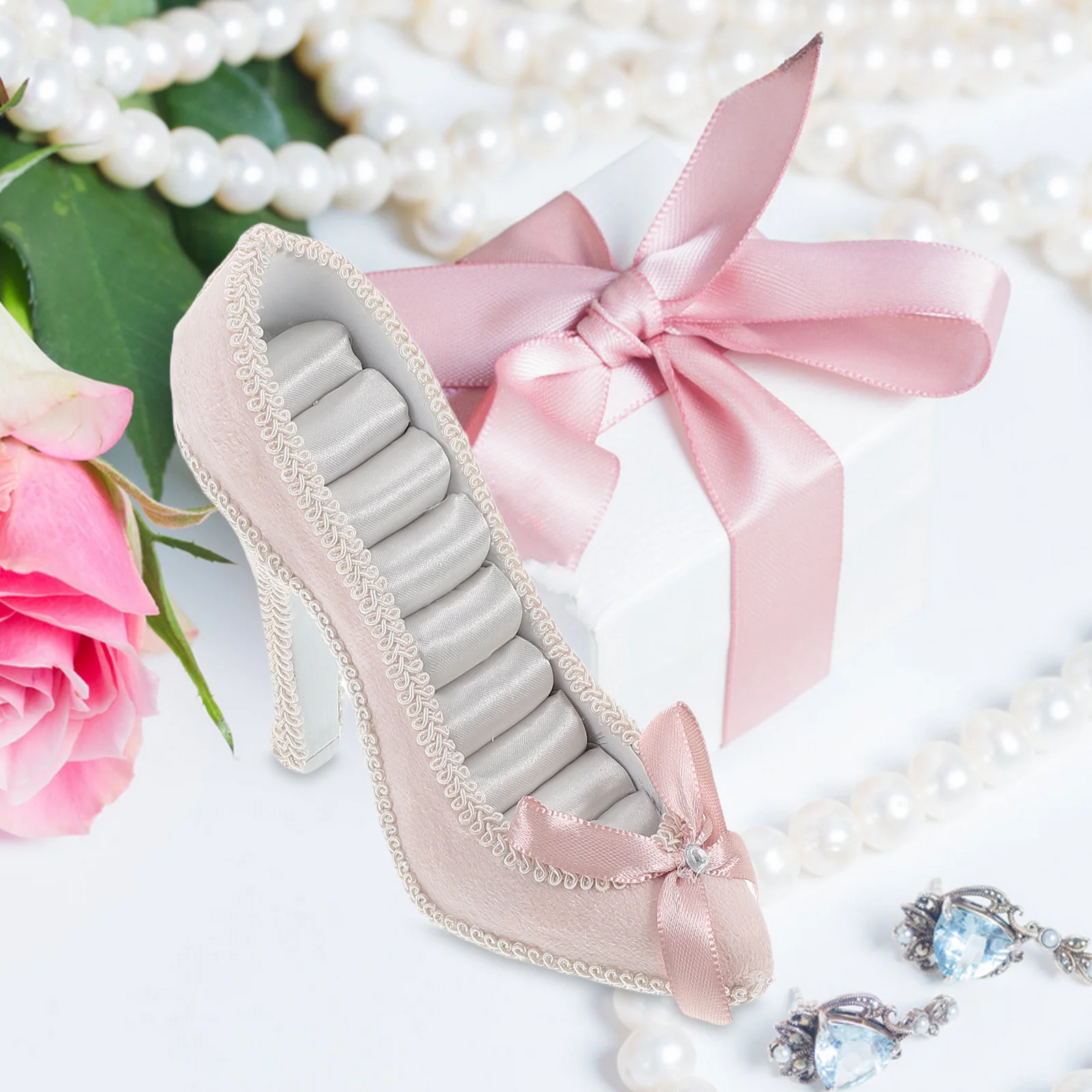 مجوهرات عرض موقف عالية الكعب الراتنج القرط المنظم قلادة حلقة حامل تخزين ديكور المنزل السفر استخدام الحذاء على شكل #6