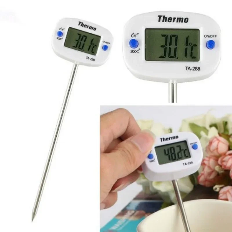 1 Pc Portable Home Kitchen Electronic Thermometer Stainless Steel Insert Food Liquid Water Oil Food Thermometer