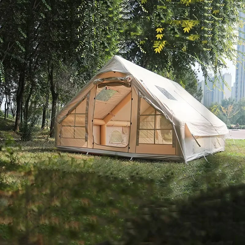 Durable 12m Oxford Luxury Four-season Two Bedrooms Quick Setup Waterproof UV-Resistant Inflatable Camping Tent Outdoor Festivals