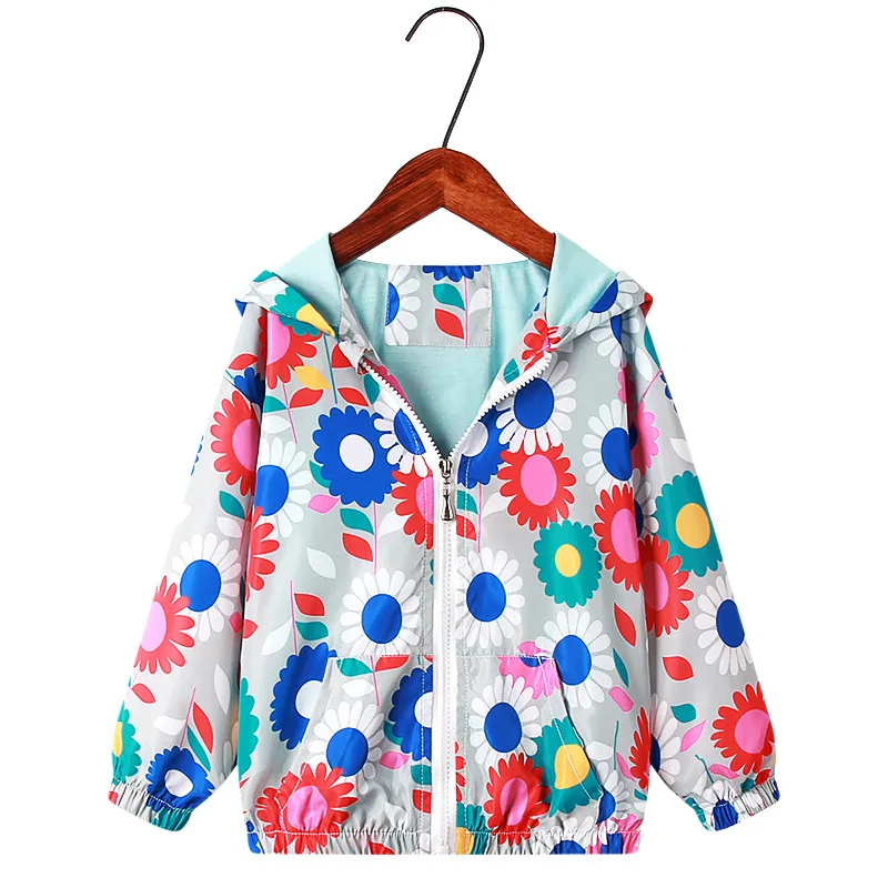 Little maven 2024 Baby Girls Jacket Coat Spring and Autumn Lovely Cartoon Animal Hoodie Outwear Fashion for Kids 2-7 year