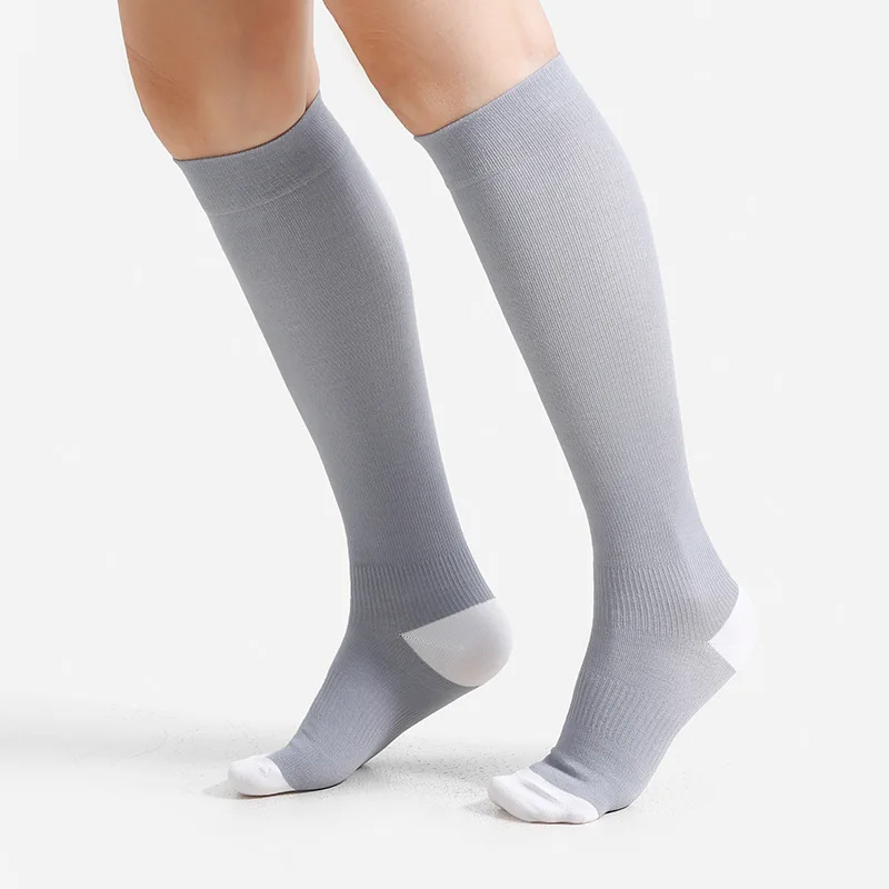 1 Paar Kompressionssocken für Damen und Herren, 15-20mmHg, aus Bambusfaser, Atmungsaktive Crew-Socken für Laufen, Marathon, Fitness